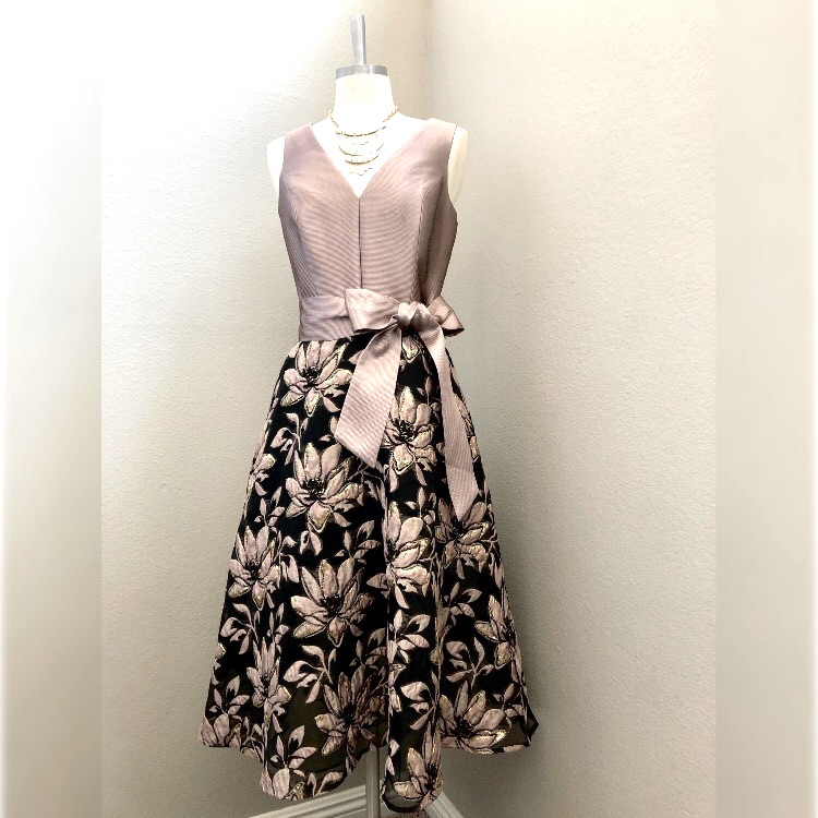 Nwt Teri Jon Mid-Length Jacquard Dress